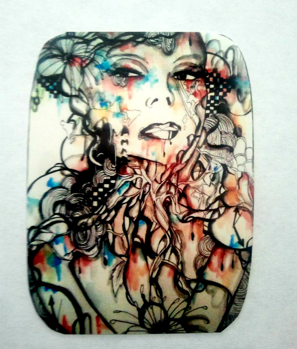 ACEO Art Trading Card On White Cardstock, Abstract Art, Portrait